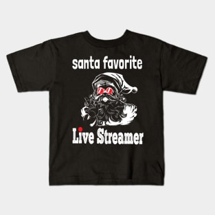 Live-streaming Tee Funny Santa online streamer Gamer Xmas Kids T-Shirt